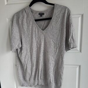 Light Gray Short Sleeve V-Neck Top